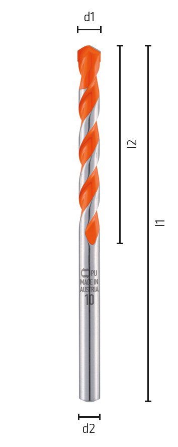Hartmetall-Hohlziegelbohrer mit zylindrischem Schaft