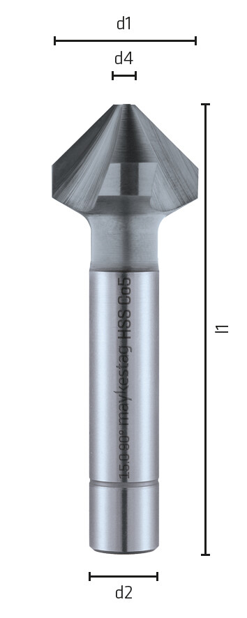 HSS-Co Kegelsenker, ungleiche Teilung, DIN 335 C, 90°, SET