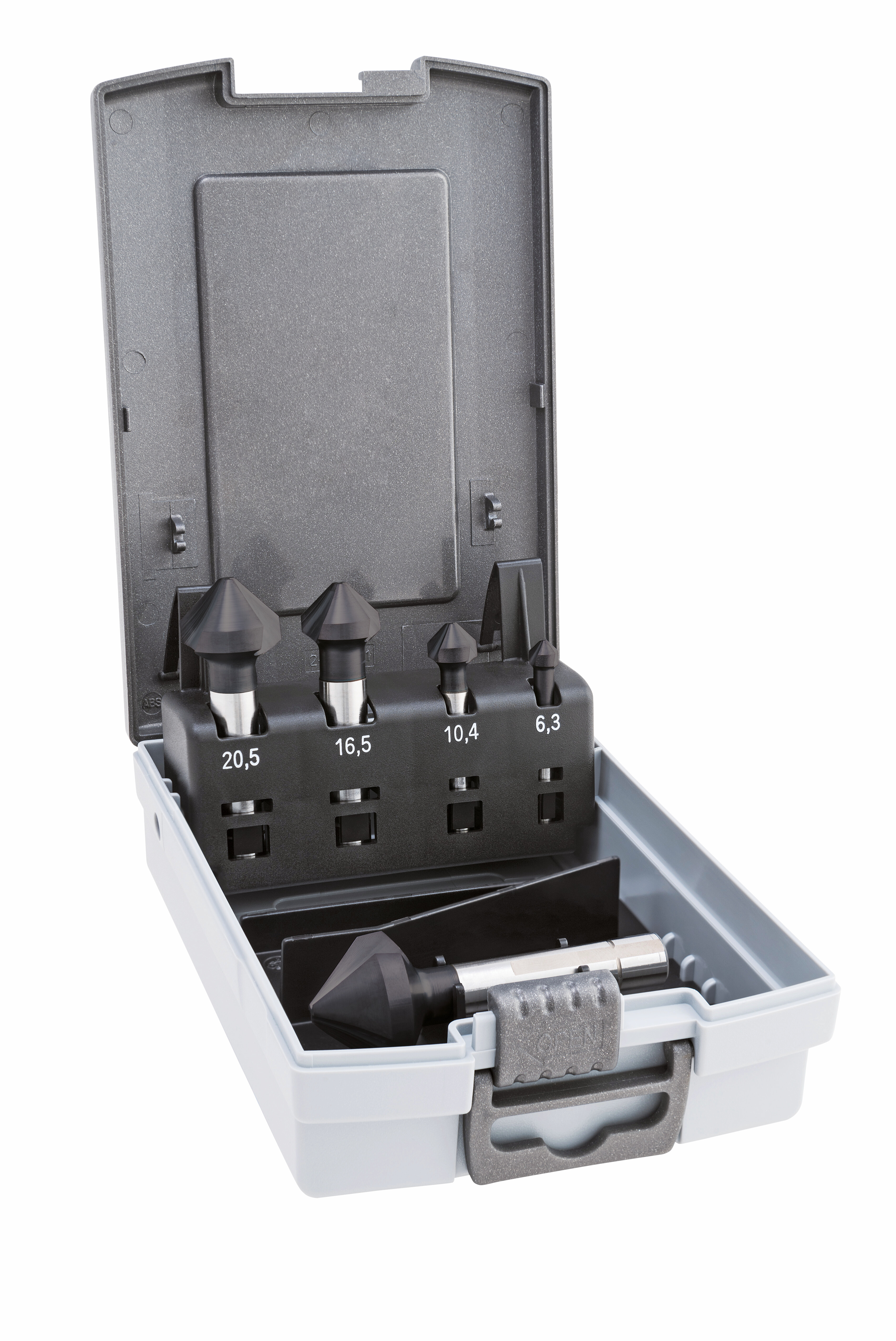 HSS-Co Kegelsenker, 3-Flächenschaft, ungleiche Teilung, DIN 335 C, 90°, ALUNIT, SET