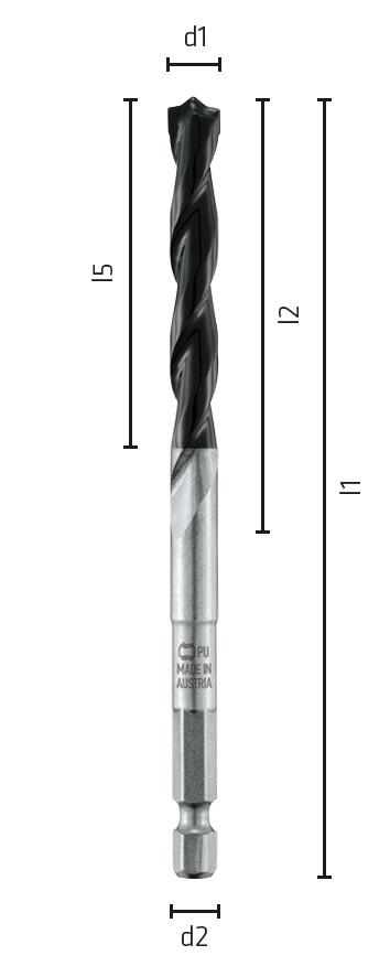 Hartmetall-Betonbohrer mit 1/4"-Sechskantschaft
