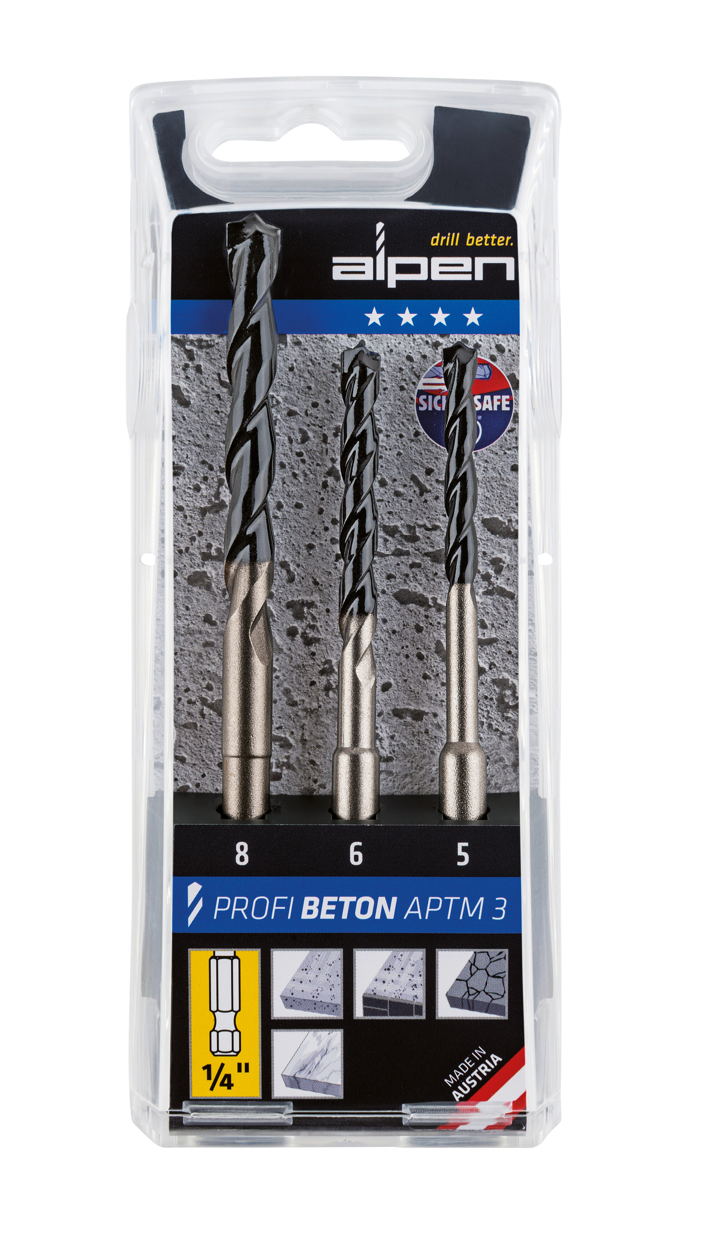 Hartmetall-Betonbohrer mit 1/4"-Sechskantschaft