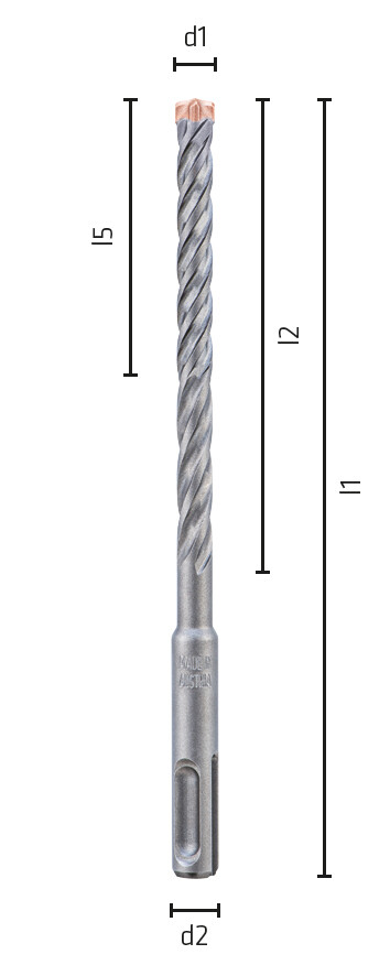 FORCE X, SDS-plus Hammerbohrer, 4 Schneiden, L2=250 - SET